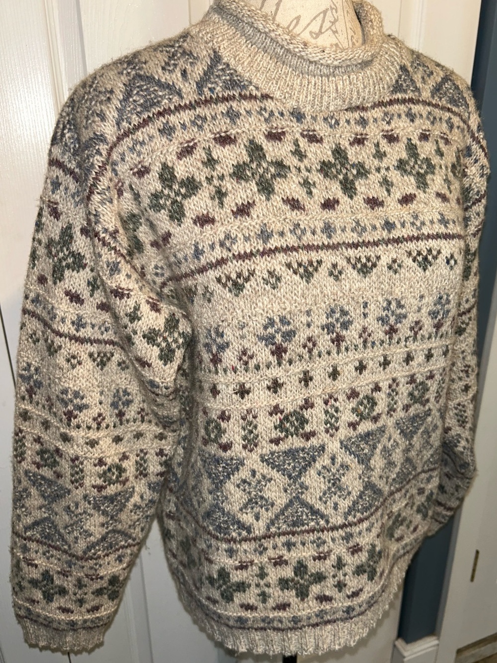 Vintage 80s Wool Blend Knit Fall Winter Sweater by Alps Sz Medium